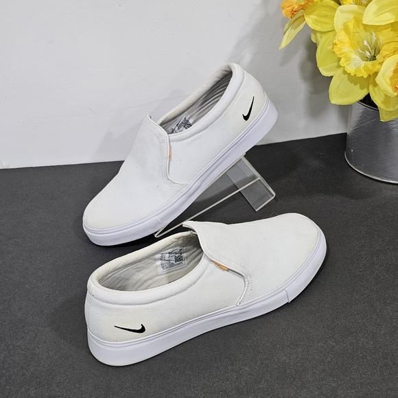 Nike Shoes - Nike women Court Royale Canvas Slip On Sneaker Shoe BQ9138-100 White US Size 10